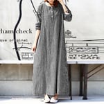 ZANZEA UK Women Long Sleeve Check Casual Loose Kaftan Abaya Gown Long Maxi Dress