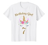 Youth 7th Birthday Girl Unicorn Shirt 7th Birthday Outfit T-Shirt