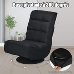 COSTWAY Chaise Relax Pivotant 360 Degrés Pliable et Réglable en 5 Positions,Chaise Rembourrée Confortable Idéale pour Lire, Regarder la Télévision ou