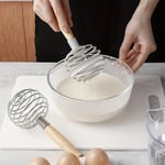 Wood Handle Spiral Egg Beater Hand-held Egg Mixer Spring Egg Whisk  Butter