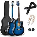 3rd Avenue Pack Guitare Électro-Acoustique À Pan Coupé 4/4 Taille Standard pour Débutants, Accordeur et Eq Intégrés – Bleu