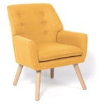 Idmarket - Fauteuil scandinave nat en tissu jaune moutarde