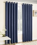 Navy Vogue Blockout Curtains Lined Thermal Eyelet Ring Top 229cm 90x90" Curtains