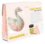 Décopatch KIT027C - Un mini-kit comprenant un animal en papier pulpé blanc, 2 feuilles Décopatch, un pinceau et un pot de vernis colle, CYGNE