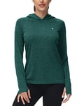 Rdruko Gym Tops for Women Long Sleeve Lightweight Quick Dry Running Hoodie Summer Breathable Outdoor Sun Protection UV Shirts Green XS