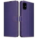 ELESNOW Coque pour Samsung Galaxy A51, Premium Portefeuille Étui Housse en Cuir Compatible avec Galaxy A51 (Violet)