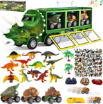 Dinosaur Truck Toy Car Transporter Carrier Set 3 Pull Back Dinosaur Cars 12 Dino