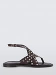 AND/OR Lennie Leather Studded Toe Post Flat Sandals, Chocolate