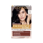 L’Oréal Excellence Permanent Hair Dye Colouring Cream, 100% Grey Coverage, With Pro-Keratin + Ammonia-Free, Universal Nudes, 2U Darkest Brown