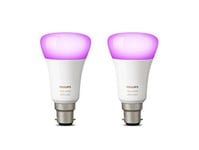 Philips Hue Ambiance B22 Twin Pack (Works with Alexa), Synthetics, 9.5 W, White