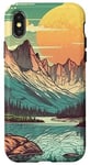 Coque pour iPhone X/XS Rocky Mountain Lake Vintage Paysage graphique