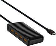 Unisynk USB-C til 4x USB-A mini hub (sort)