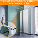 SONNI Walk In Douche Paroi de douche Cabine de douche 8mm nano-revêtement verre ESG 120x200cm verre clair, stabilisateur extensible 70-120cm