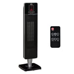 Ceramic Tower Heater Oscillating Space Heater Black ABS PBT 23L x 22W x 78Hcm