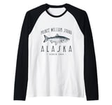 PRINCE WILLIAM SOUND ALASKA, a Fishing Retro Design Raglan Baseball Tee