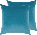 RECYCO Housses de Coussin décoratives en Velours Bleu Vert 60 x 60 cm