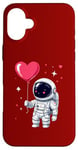 Coque pour iPhone 16 Plus Adorable ballon flottant en forme de cœur Explorateur spatial