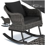 TecTake® Fauteuil à Bascule avec Accoudoirs pour Salon de Jardin Exterieur Fauteuil Relax en Poly Rotin Résistant aux UV Fauteuil Salon, Mobilier de Jardin pour Amenagement Balcon Terrasse Veranda