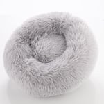 Rund mjuk fluffig hundbädd kattbädd LightGrey 40 cm