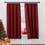 PONY DANCE Rideau Galon Fronceur - Rideau Occultant Thermiques Draperies Opaque, Double Rideaux Isolants Lumiere pour Chambre Fille Garçons Adulte, 2 Pièces, L 140 x H 175 cm, Rouge