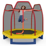 7FT Kids Trampoline Safety Jumper Rebounder Enclosure Net Indoor Outdoor Play