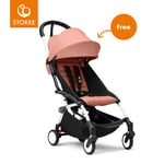 Stokke® Barnvagn YOYO³ white inkl. 6+ Färgklädsel Ginger