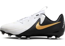 Nike Phantom Gx II Academy Fg/Mg Football Shoe, White/Black/MTLC Gold Coin, 3.5 UK