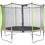 Kangui - Trampoline de jardin 365 cm + filet de sécurité jumpi Taupe/Vert 360. Trampoline certifié par le critt sport & loisirs