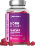 Biotin Gummies Hair Skin & Nail Beauty 10000mcg - Vegan Chewable Vitamins Growth