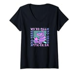 Disney Alice In Wonderland Cheshire Cat We're All Mad Box Up T-Shirt avec Col en V