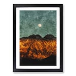 Big Box Art Moon Over The Mountains in Italy Painting Framed Wall Art Picture Print Ready to Hang, Black A2 (62 x 45 cm)