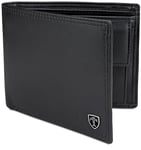 TRAVANDO Portefeuille Homme „Oslo“ avec Blocage RFID - Porte Monnaie Noir Classique, Porte-Cartes Format Portrait - Rangement Pièces, Carte de Crédit Billets CB Cadeau