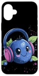 Coque pour iPhone 16 Plus Fruit de myrtille drôle pour les amateurs de casques