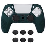 eXtremeRate PlayVital Racing Green 3D Studded Edition Anti-slip Silicone Cover Skin for ps5 Controller, Soft Rubber Case for ps5 Wireless Controller with 6 Black Thumb Grip Caps