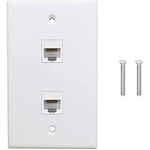 Lot de 1 Plaque Murale Ethernet 2 Ports, Prise Murale Cat6 à RJ45 Coupleur Prise Murale, Blanc