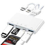 Carehabi 8 en 1 Lecteur Carte SD Multifonction avec Fente pour Carte Mémoire, Port USB/USB C, Adaptateur Carte SD pour Téléphone Tablette Casque PC, Lecteur de Carte SD Compatible SDHC/SDXC/MMC