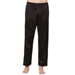 Men Satin Long Pyjamas Bottoms Pajamas Pants Sleepwear Trousers CMK Black L