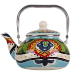Hand Painted Enamel 1.5L Thickened Flat Bot Tea Kettle Milk Induction Cooker Gas Universal