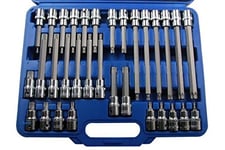 US PRO 1372 32 Piece Extra Long 1/2" Drive Torx Bit Socket Set Lot Douilles Longues 1,27 cm, Bleu