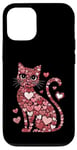 Coque pour iPhone 12/12 Pro Meowentine Coeurs et Fleurs Chat Romantique Saint Valentin