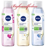 3 X Nivea Naturally Good HONEYSUCKLE ,Cotton Flower. ROSE WATER Shower Gel 300ml