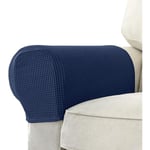 Set med 2 Jacquard Stretch Soffa Armstöd Armstödsskydd Halksäkra Möbelskydd Armstödsskydd för Soffa Recliner Marinblå Navy