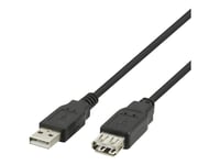 Deltaco - Usb-Förlängningskabel - Usb (Hane) Till Usb (Hona) - Usb 2.0 - 2 M - Svart