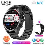 Lige-Montre Intelligente De Fitness Pour Homme,Extérieur,Positionnement Boussole,Contrôle D'accès Ndavid,Étanche Ip68,Montre Intelligente De Santé,400mah, - Type Steel Black