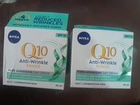 2 X NIVEA Q10 Power Anti-Wrinkle + Pore Minimising SPF 15 Day Cream 50ml. 