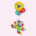 Dida – Horloge Murale en Bois Enfant – Clown avec Ballon – Horloge en Bois pour Chambre d'enfants