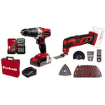 Einhell Power X-Change 44Nm Cordless Drill Driver with Battery and Charger & Power X-Change Cordless Multi Tool - 18V Multi-Use Cutting and Sanding Tool for Wood, Plastic and Metal