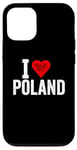 iPhone 12/12 Pro Funny Design Retro I Love Poland with a Red Heart Case