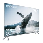 Cecotec Téléviseur QLED 75" Smart TV Série V3+ VQU30075+S, 4K UHD, Android TV 11, sans Bord, Assistant Vocal Google et Chromecast, Dolby Vision & Atmos, HDR10, HBBTV, 2023