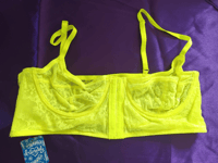 Free People Intimately U/W Neon Yellow Front Fastening Lace Cup Longline Bra L